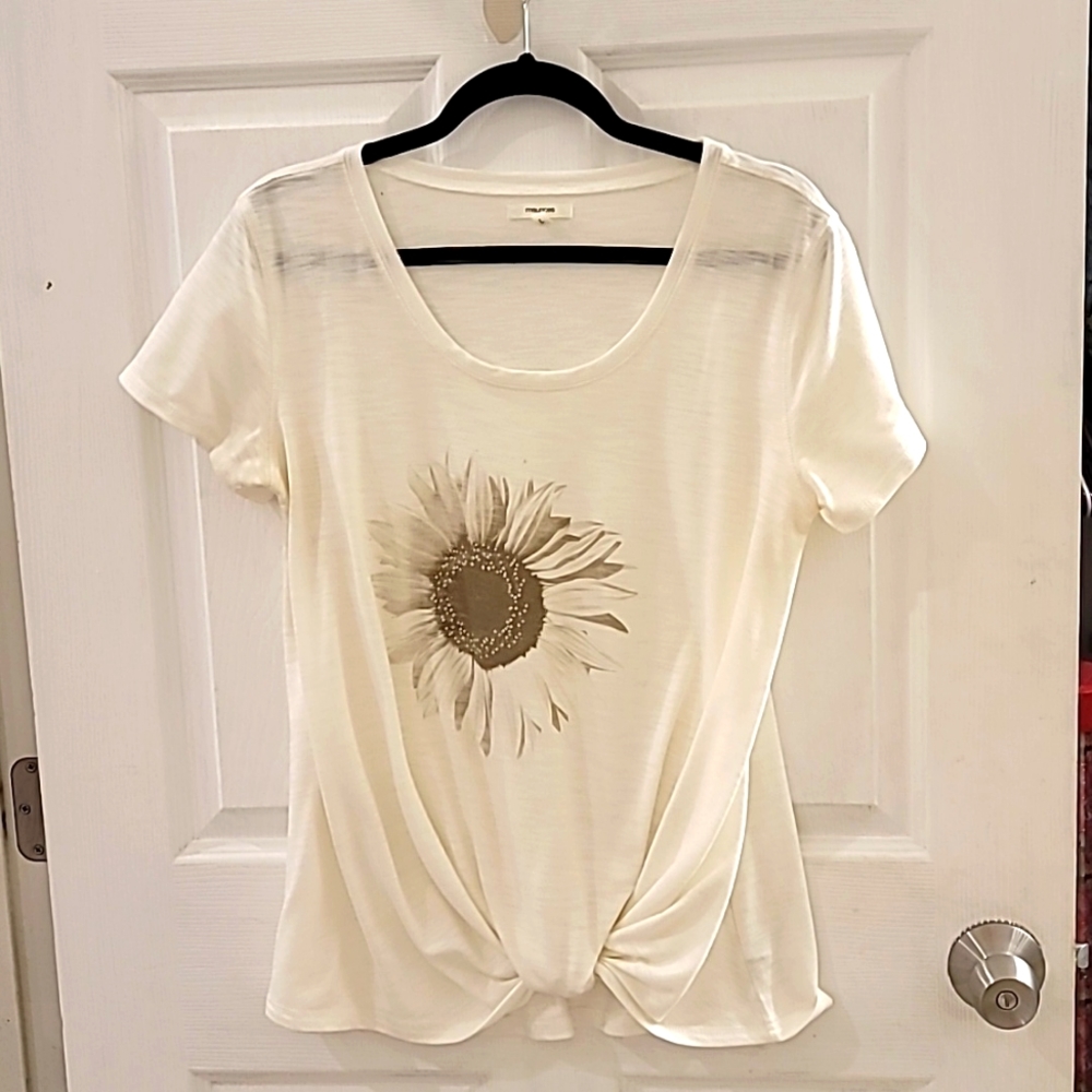 Maurice's Cream and Gray Large Sunflower Top